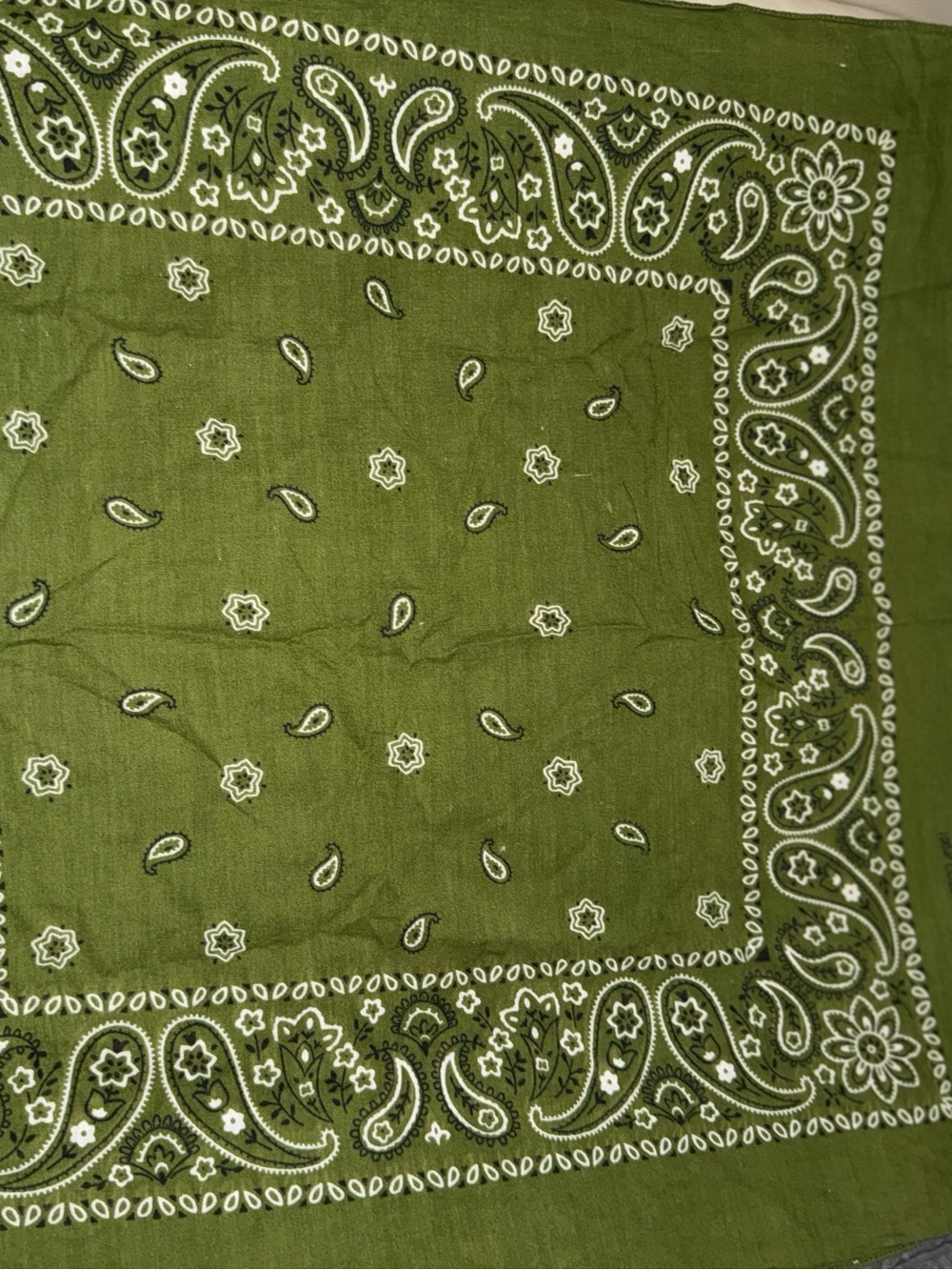 Olive Green Paisley Bandana Scarf - Picture 2 of 3